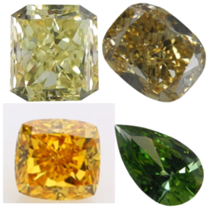 Four Beautiful Natural Fancy Color Diamonds